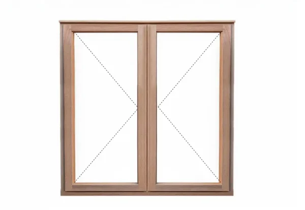 wooden window frame in meranti 1056x1500 - side hung - full pane glass