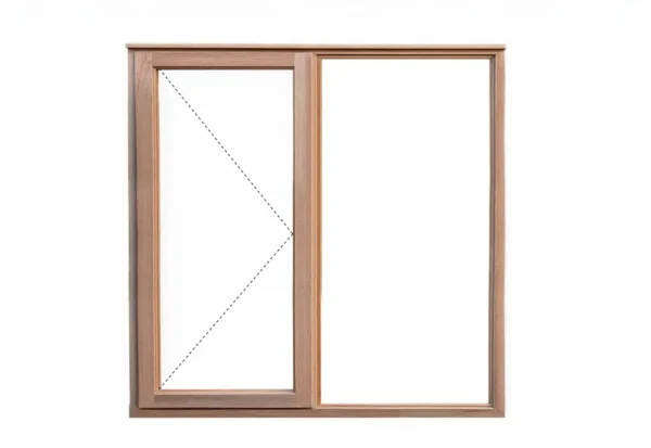 wooden window frame with one side hung sash 1056x1500
