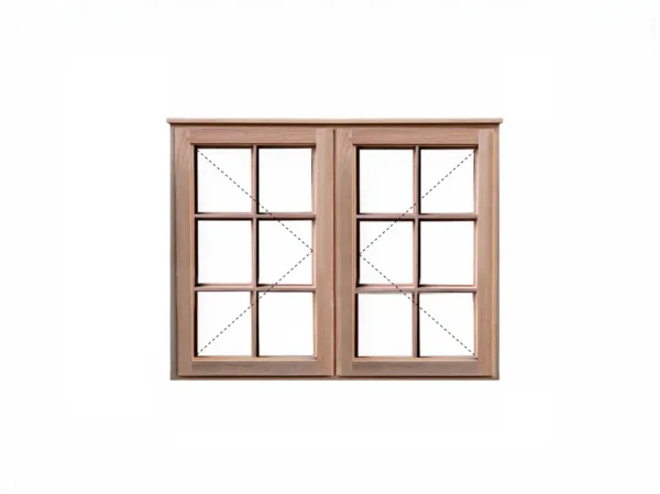 1056x900 cottage pane meranti window with side hung panels