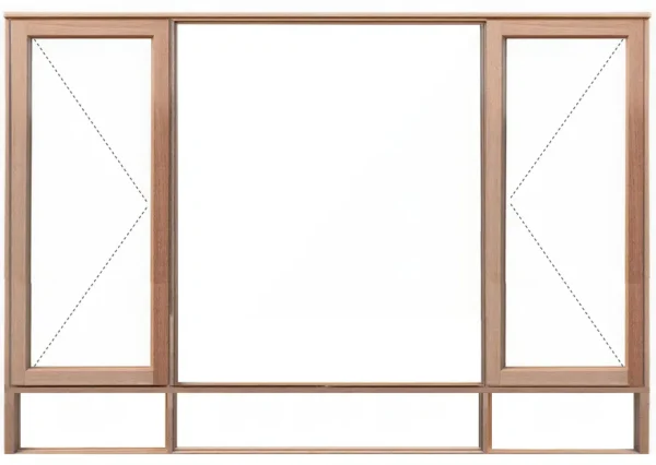 2068x1800 wooden window frame with side hung panels