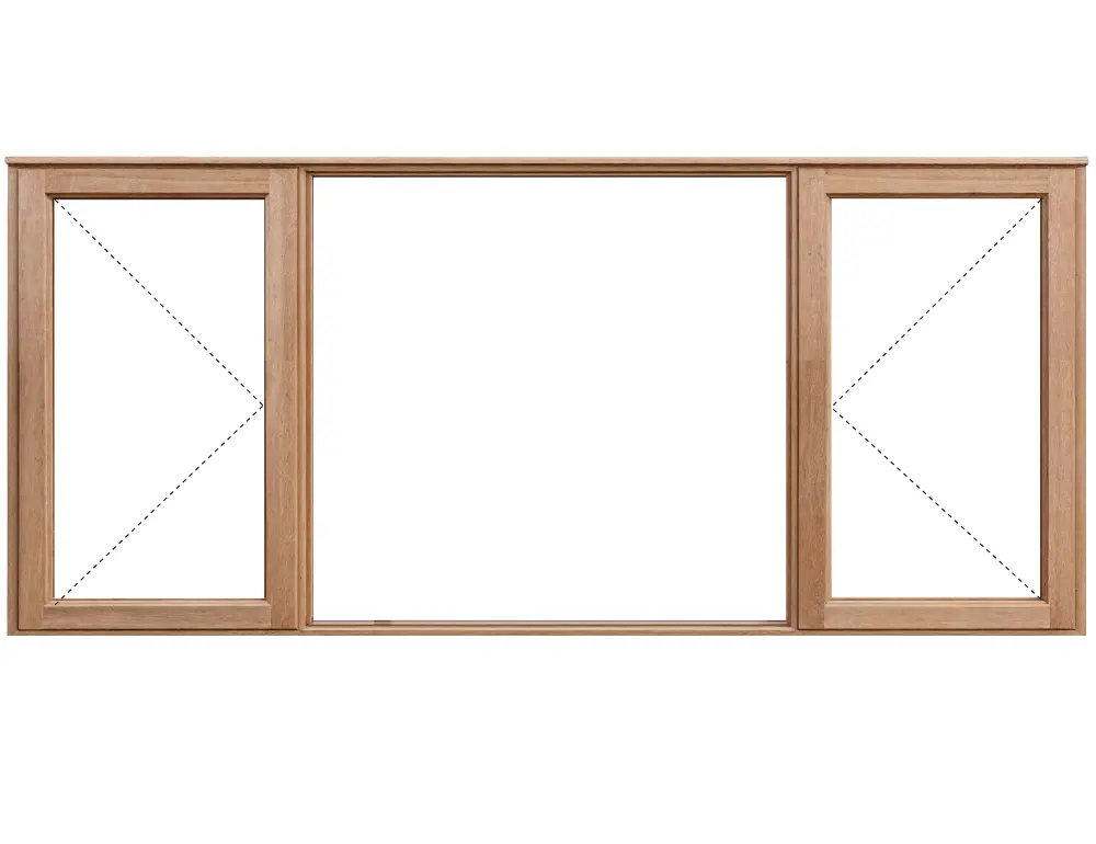 Side Hung Full Pane Wooden Window 2068 x 900