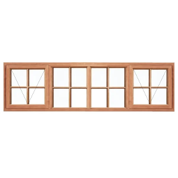 Top Hung Cottage Pane Wooden Window 2265 x 600