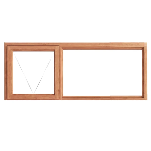 Top Hung Full Pane Wooden Window 1500 x 600
