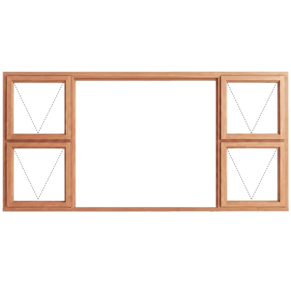 Top Hung Full Pane Wooden Window 2400 x 1155