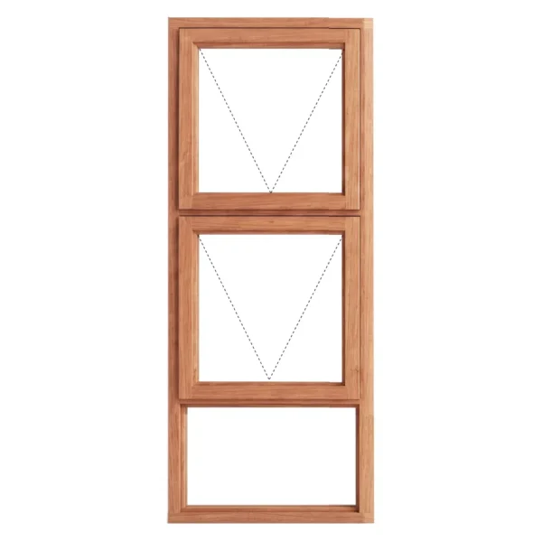 Top Hung Full Pane Wooden Window 550 x 1500