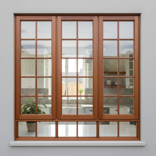 meranti wooden window with cottage pane side hung panels 1562x1800