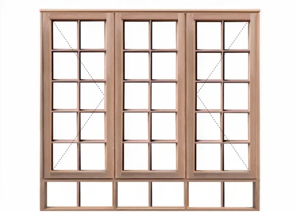 meranti wooden window with cottage pane side hung panels 1562x1800