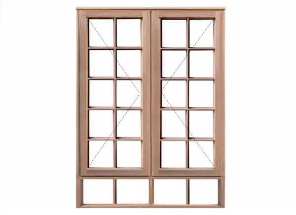 wooden window with cottage pane side hung panels 1086x1800