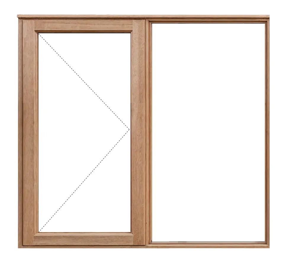 meranti window frame with side hung full pane glass 1056x1200