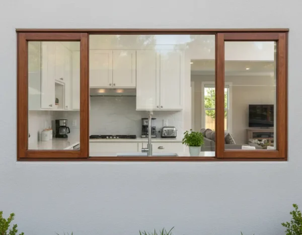 wooden meranti window side hung full pane 2068x1200