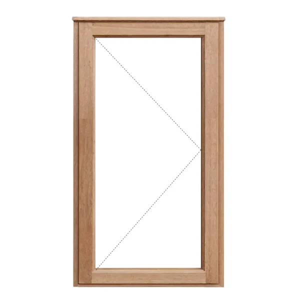 side hung meranti window 500x1200 full pane glass