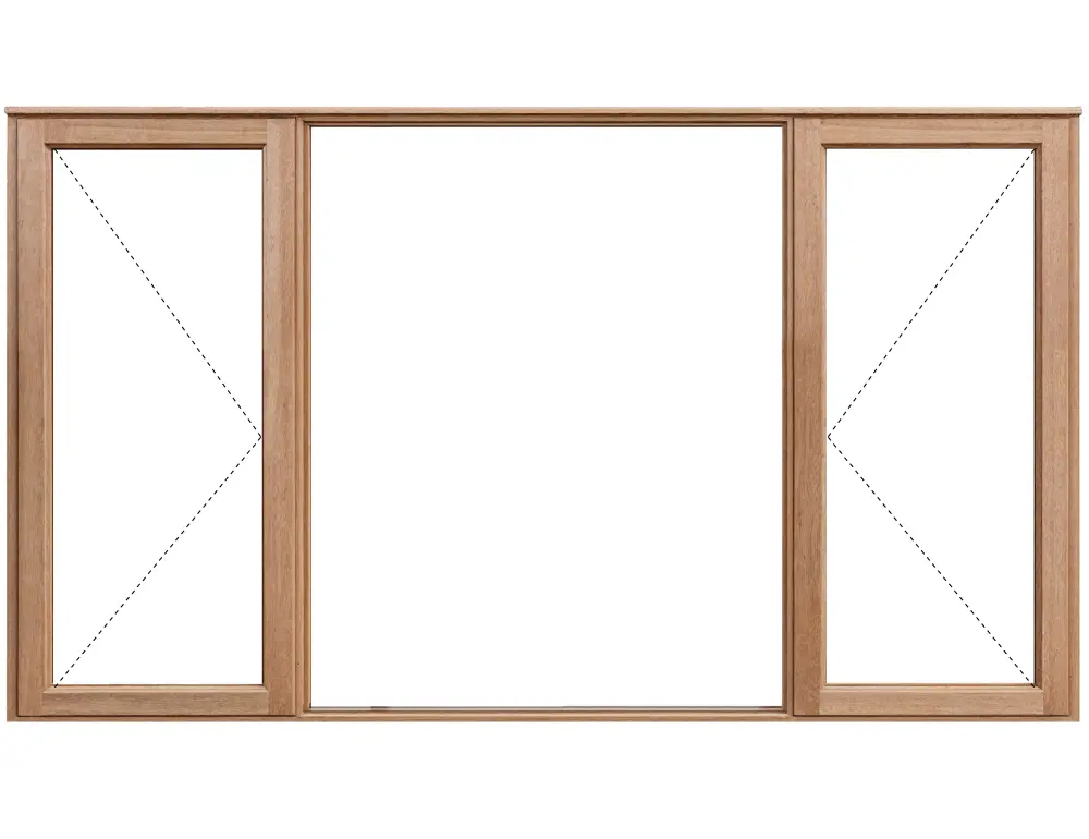 window frame in meranti - side hung full glass panel 2065x1500