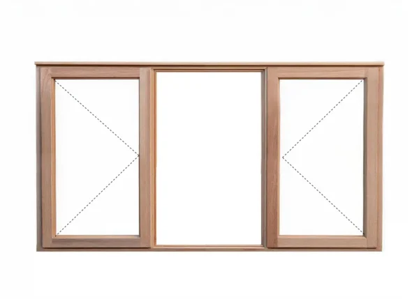 wooden window frame 1562x1200 with 2 side hung full pane windows