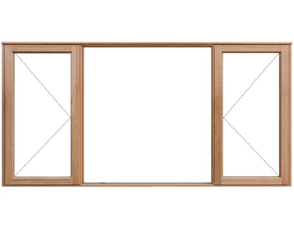 wooden meranti window side hung full pane 2068x1200