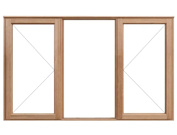 wooden window frame 1562x1200 with 2 side hung full pane windows