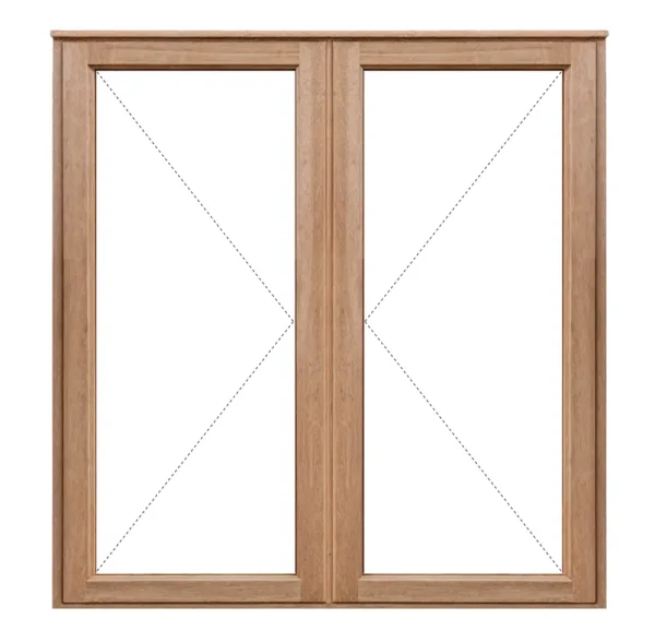 wooden window frame in meranti 1056x1500 - side hung - full pane glass