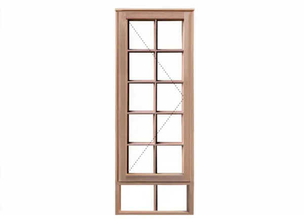 wooden window with small pane side hung 550x1800
