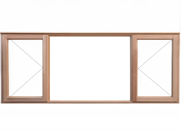 wooden window with 2 side hung sashes full pane glass 2068x900
