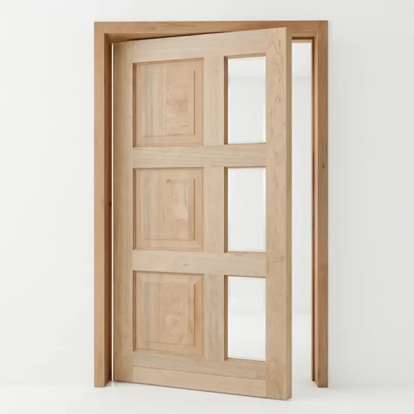 3 Raised Panel with 3 Pane View Panel wooden pivot door