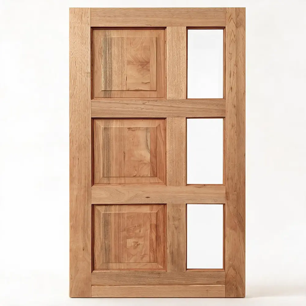 3 Raised Panel with 3 Pane View Panel wooden pivot door