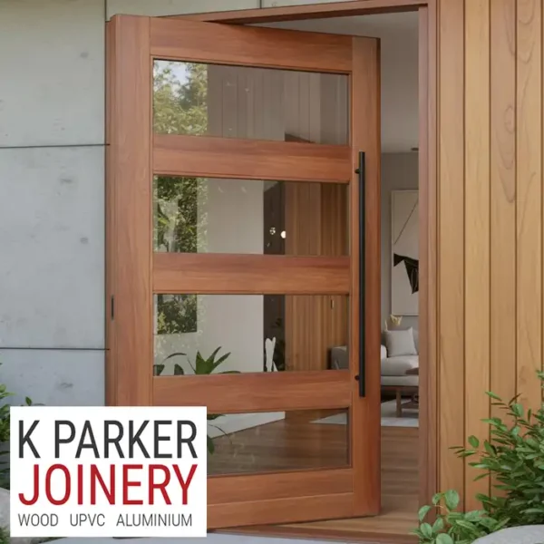 4 panel glass wooden pivot door