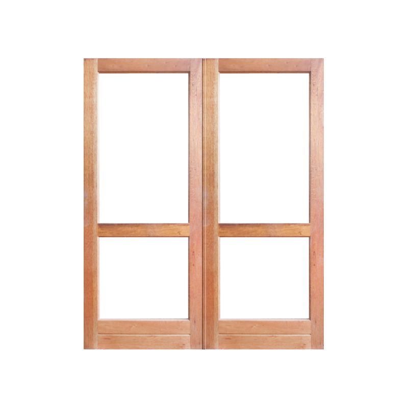 Double Wooden 2 Pane Glass Double Timber Doors