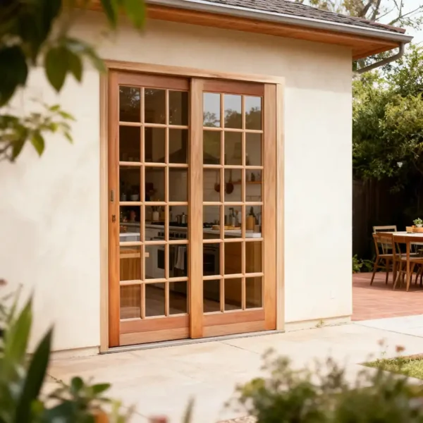 cottage pane wood sliding door 1800x2100