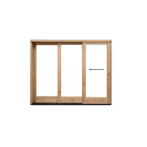 2668 triple leaf wood sliding door full pane glass