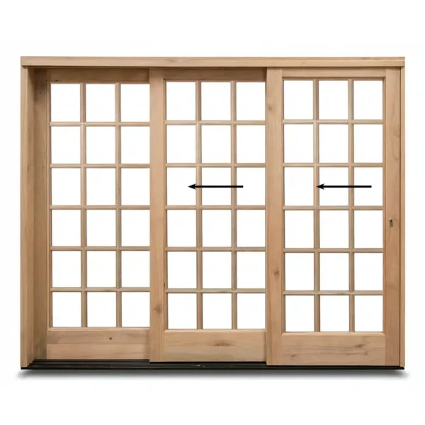 2668mm-Wooden-Sliding-Door-3-Panel-Cottage-Pane-left-opening