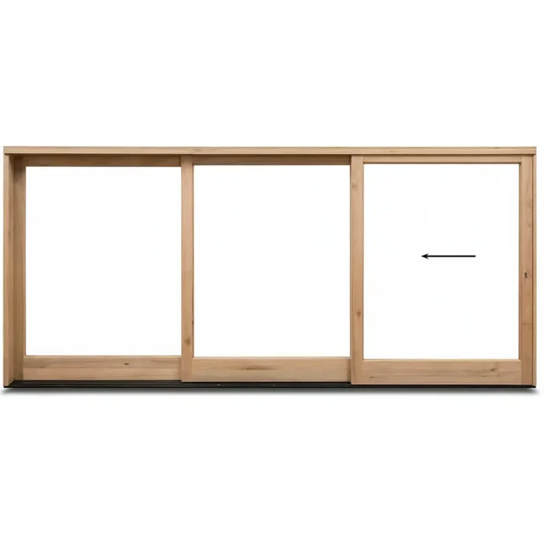 4468 wood sliding door - meranti - 3 panels - full pane