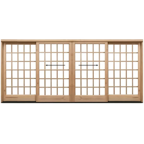 4800 wooden sliding door - centre opening - small pane glass