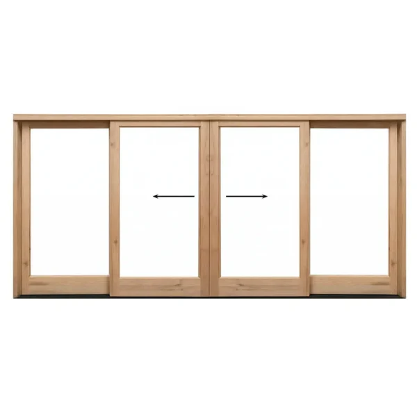 4800 wooden sliding door - centre opening- full pane glass - K Parker Joinery