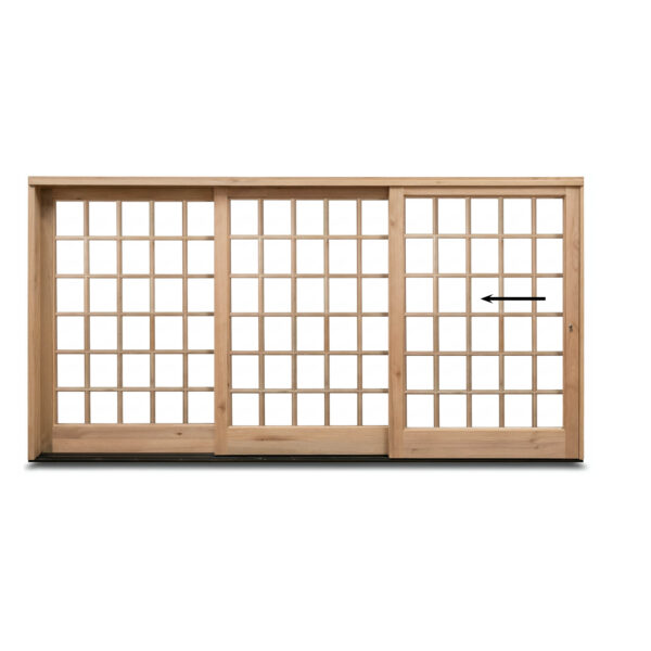4468 cottage pane wooden sliding door - 3 panels
