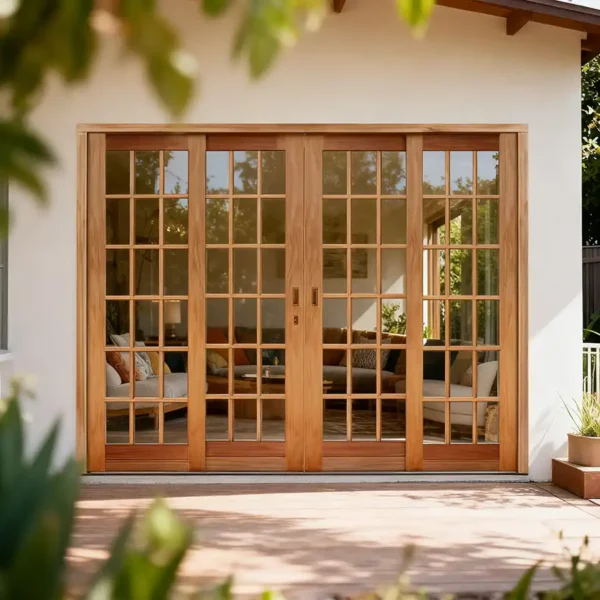 centre opening wooden sliding door 3000x2100m