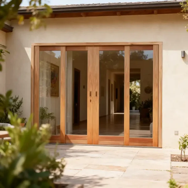 centre opening wooden sliding door 3000x2100