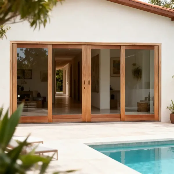 centre opening wooden sliding door 4200x2100