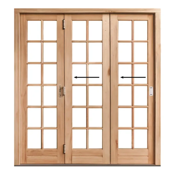 3 panel wooden folding door cottage pane