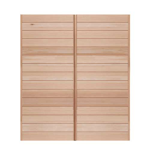 Horizontally Slated Double Wooden Doors HS140 1626x2032 Hardwood Semi Exterior