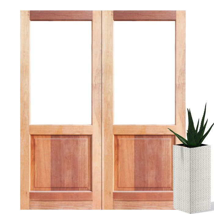 double wooden glass doors