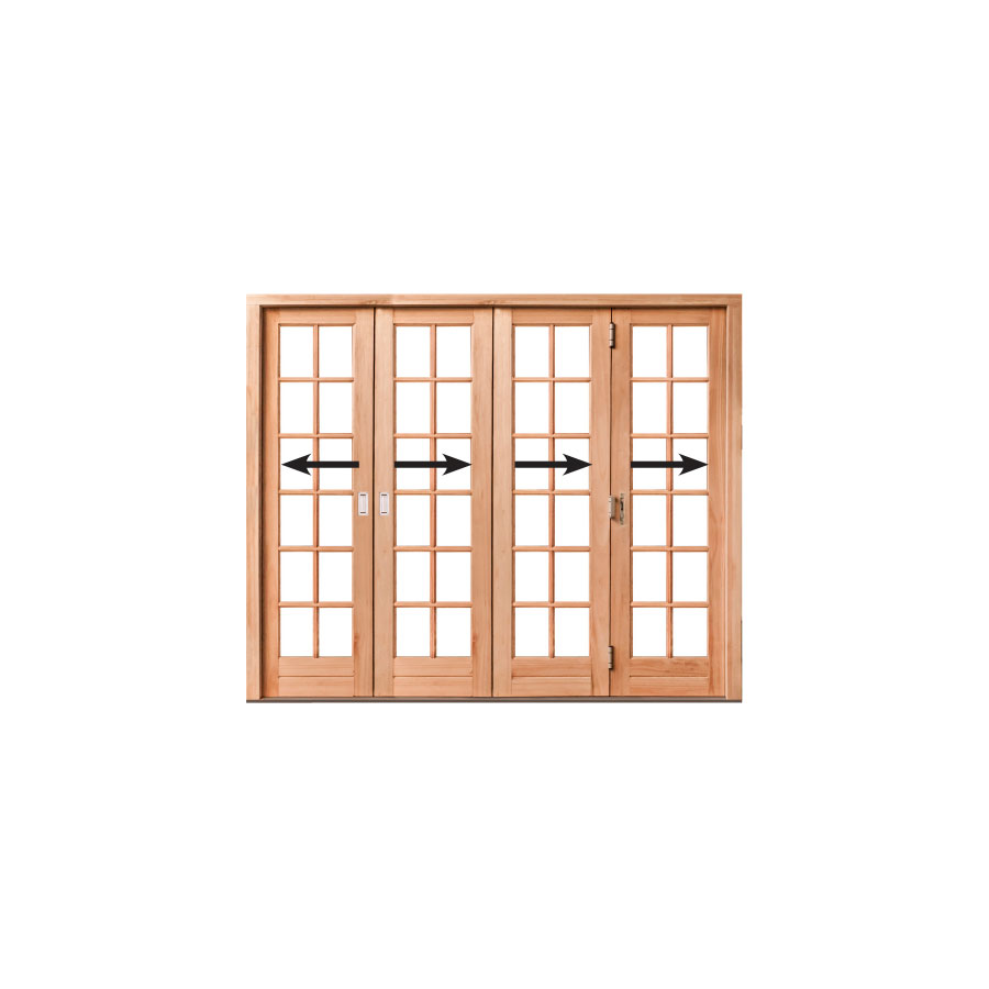 Folding Door - Cottage Glass Pane, 4 Leaf Wooden Folding Door 2564 x 2100