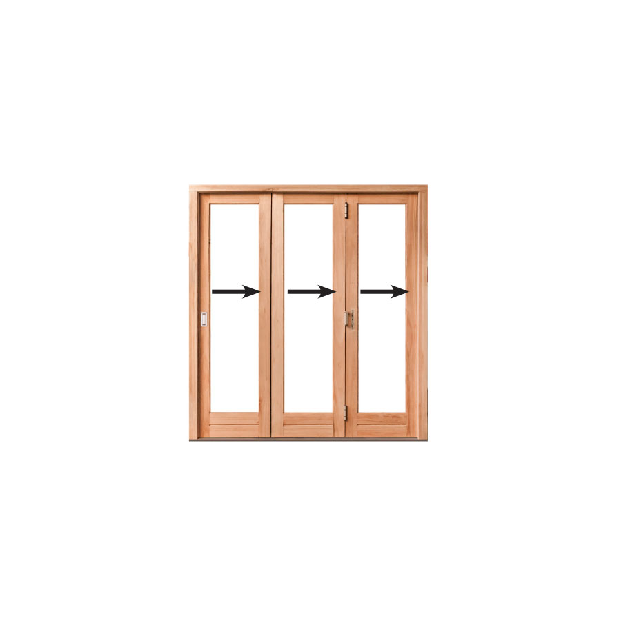 Folding Door - Full Glass Pane, 3 Leaf Wooden Folding Door 1942 x 2100