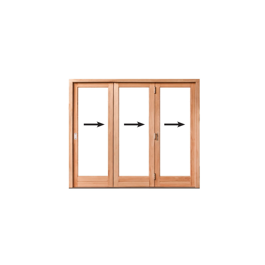 Folding Door - Full Glass Pane, 3 Leaf Sliding Folding Door 2551 x 2100