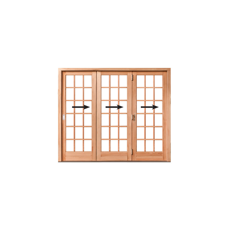 Folding Door - Cottage Glass Pane, 3 Leaf Sliding Folding Door 2532 x 2100