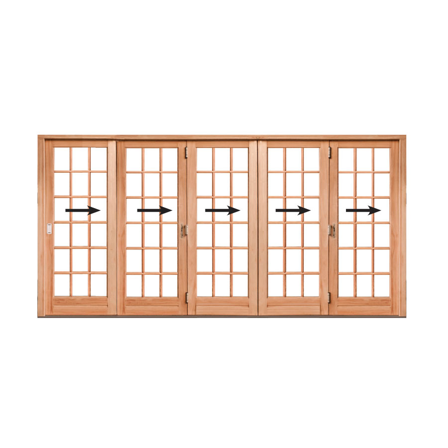 Folding Door - Cottage Glass Pane, 5 Leaf Sliding Folding Door 4185 x 2100