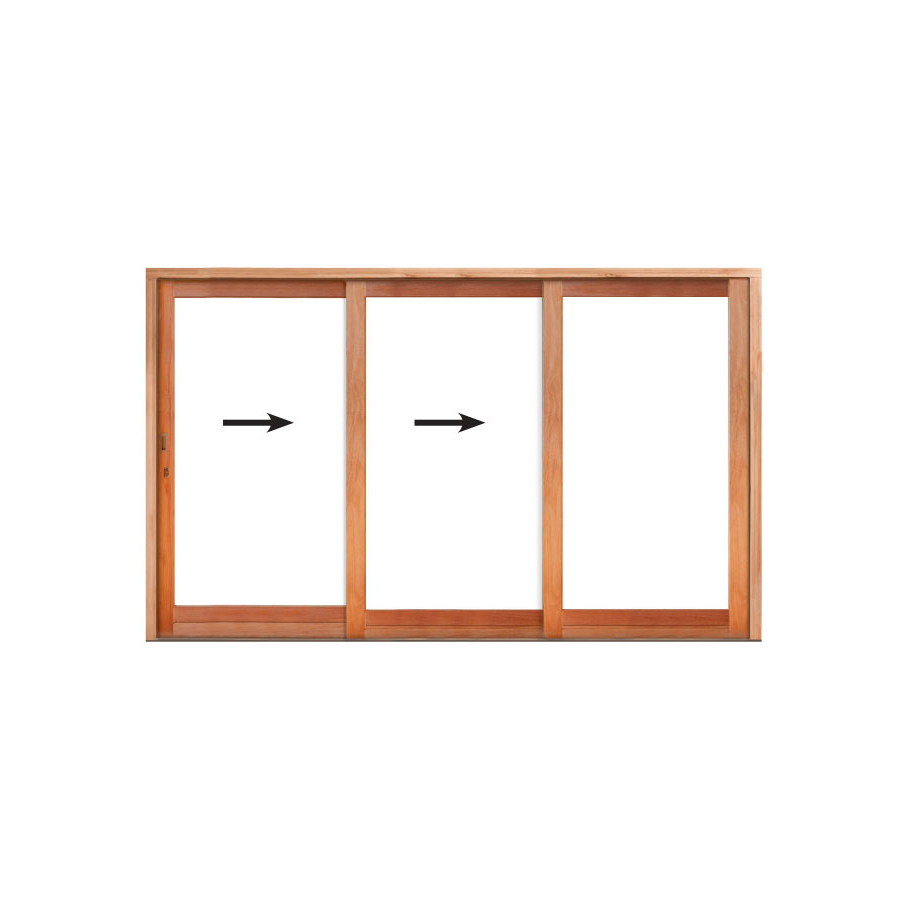 Sliding Wooden Door | Full Pane Triple Leaf Sliding Door 3568 x 2100 | Right Opening