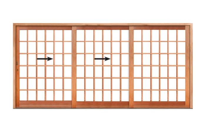 Wooden Sliding Door | Cottage Pane Triple Leaf Sliding Door 4468 x 2100 | Right Opening