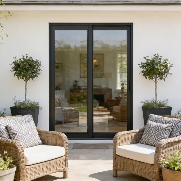 1800 aluminium sliding door with black frame
