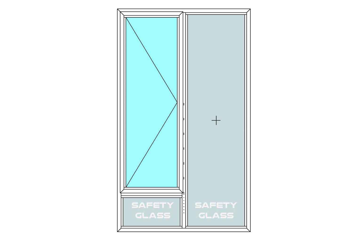 Aluminium Window - Side Hung Window and Two Fixed Fields 1066mm x 1790mm | Buy aluminium windows from K Parker Joinery