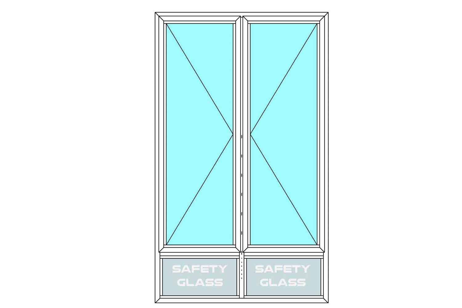 Aluminium Window - Two Side Hung Windows and Two Fixed Fields 1066mm x 1790mm