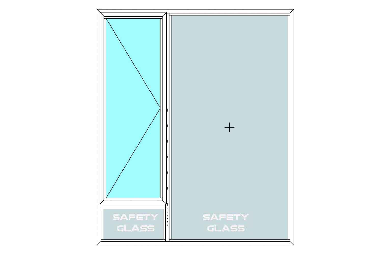 Aluminium Window - Side Hung Window and Two Fixed Fields 1490mm x 1790mm | Buy aluminium windows from K Parker Joinery